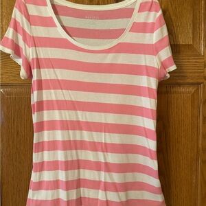 Merona Pink and White Striped Short Sleeve Tee